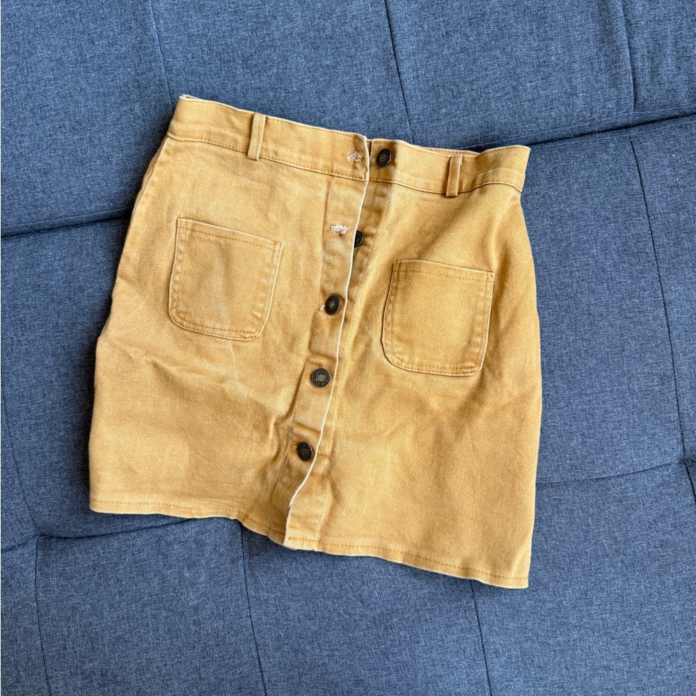 Mustard Button-Front Skirt